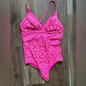 Vineyard Vines Pink and Orange One Piece Swimsuit
